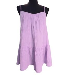 Caslon 100% Cotton Gauze Tank Top Medium Lilac Thin Adjustable Strap Relaxed NEW